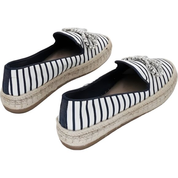 On 34th Jaylaa Striped Espadrille Flats Navy with Bow US 7M - Picture 3 of 6